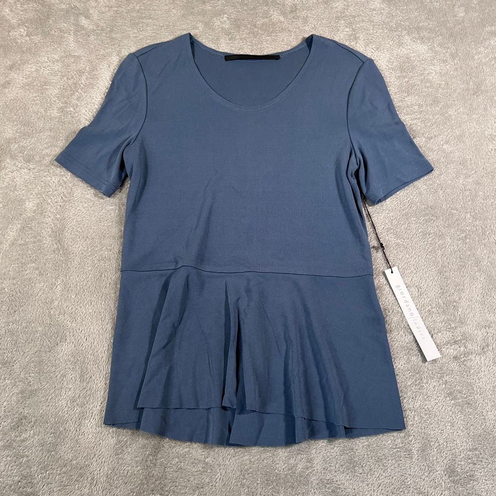 Giordano Ladies Blue Peplum Short Sleeve Top Casual Business Office Wear Size 00